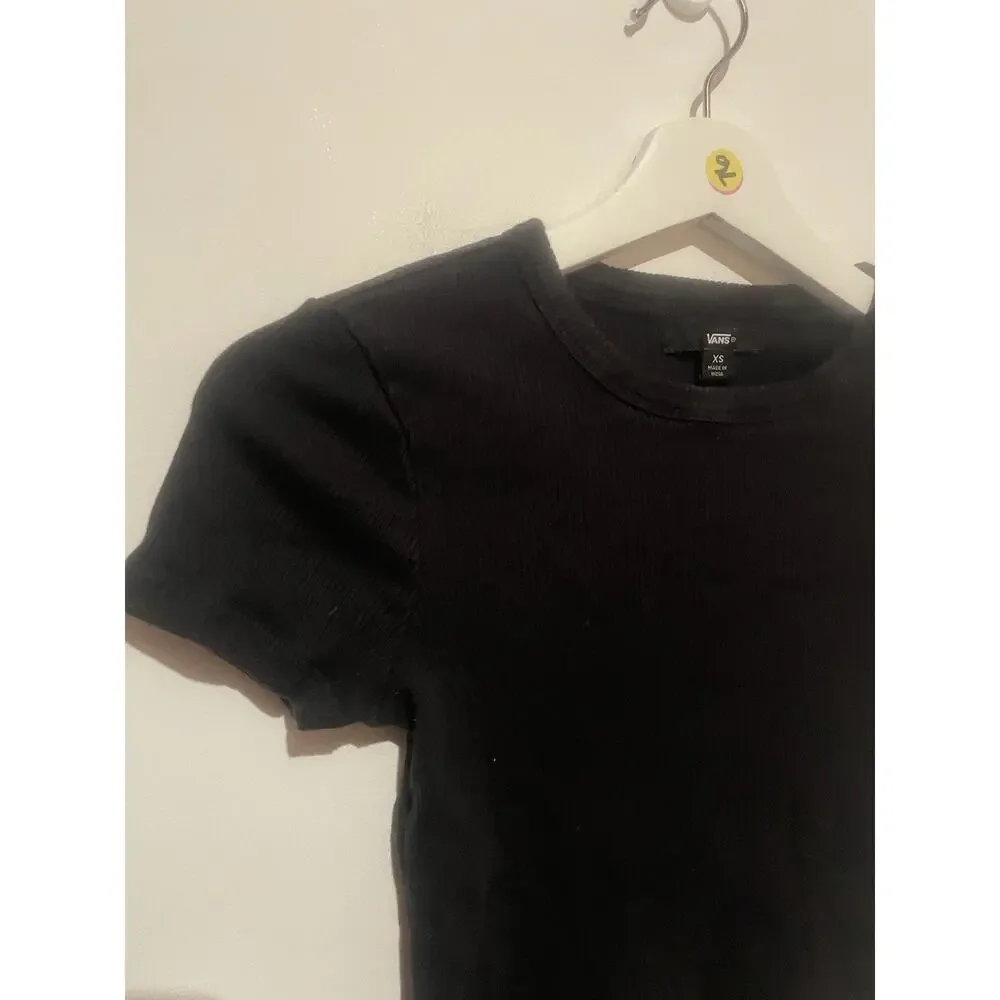 Vans Women's Black Ribbed Fitted Crop Top‎ XS - Picture 3 of 5